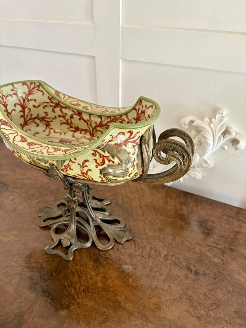 Antique Edwardian Quality Porcelain and Brass Centrepiece - Image 7